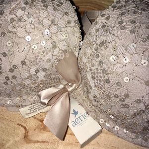 AERIE Gold sequin Emma push up bra 36D